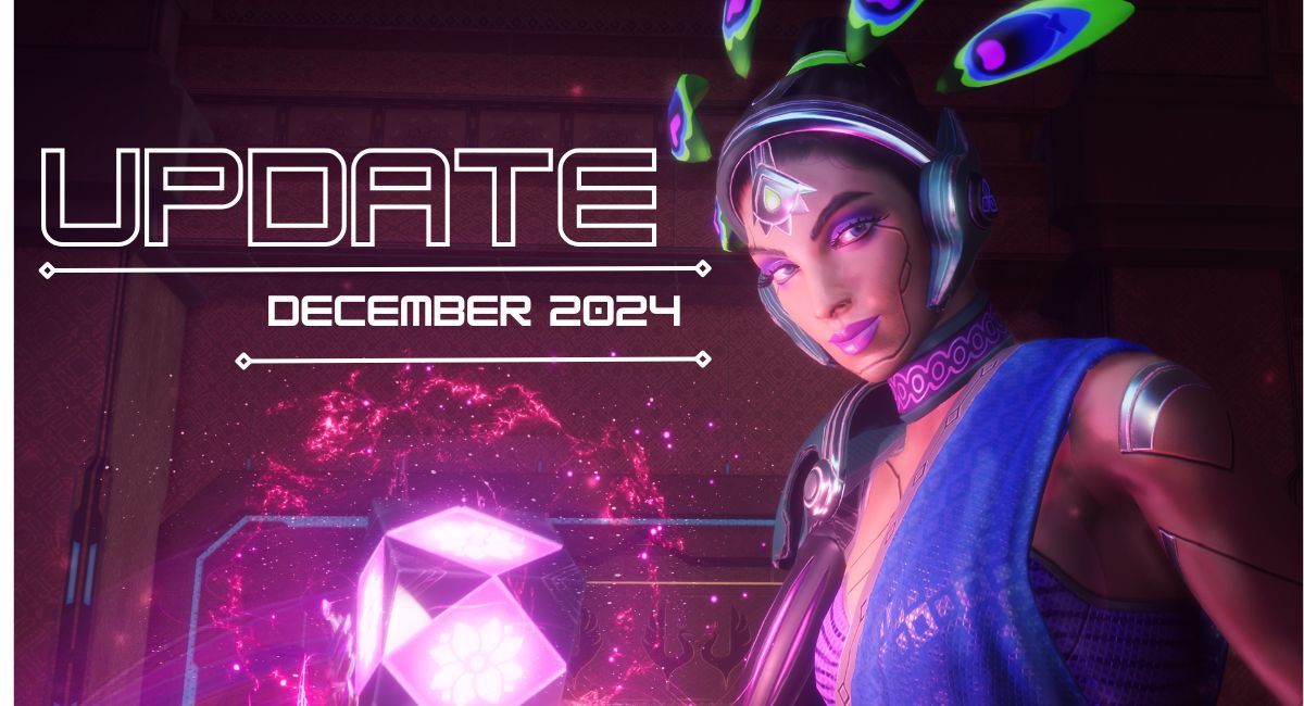 a woman wearing headphones and a purple hat and on that screenshot, Indus Battle Royale Update is written