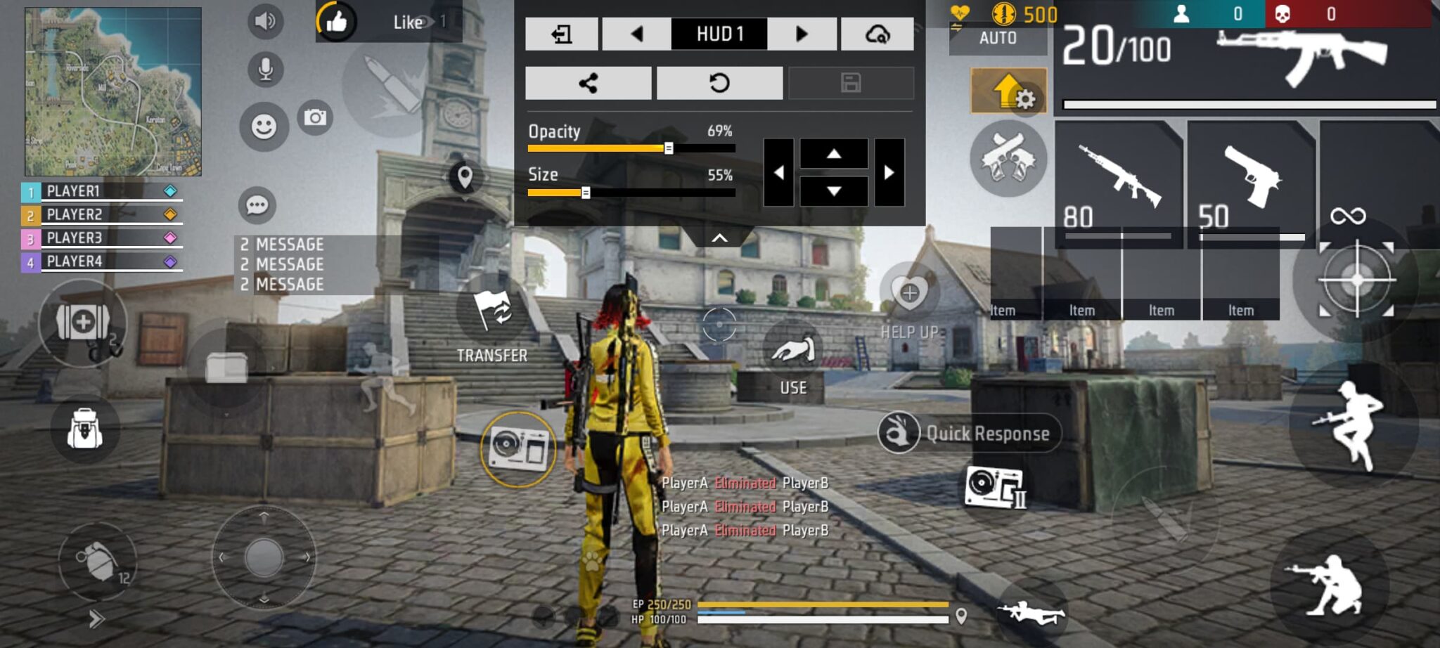 Best Free Fire Custom HUD Settings : 2, 3, 4 Finger Layout (2025 ...